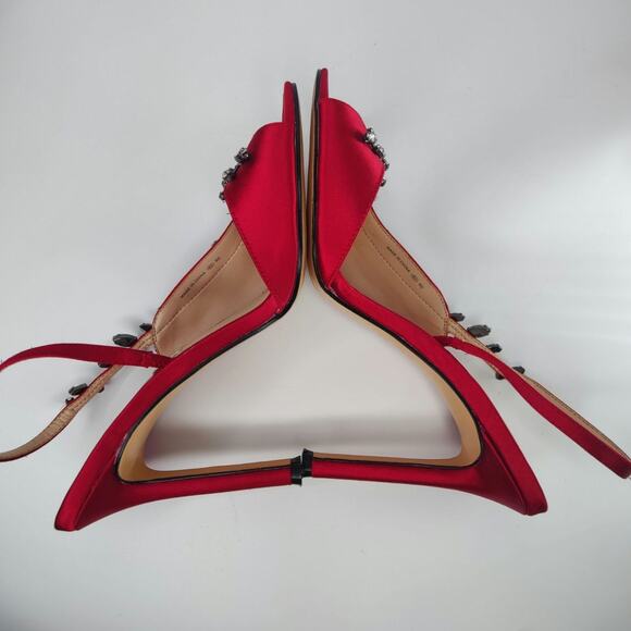 Red Jeweled Peep toe heels by Nina sz 8 - Picture 5 of 8